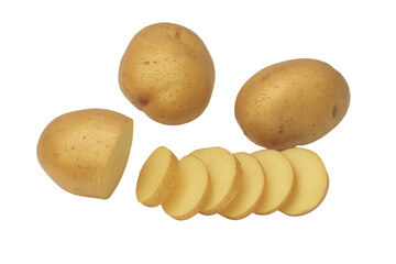 a potato cut in half and sliced into pieces