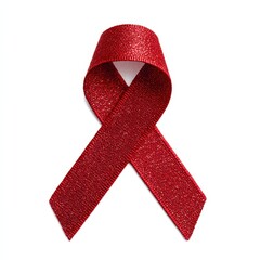 Red awareness ribbon on white