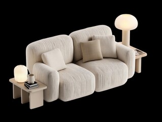 Cream sectional sofa with light beige accents