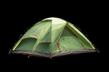 Green dome tent against black background