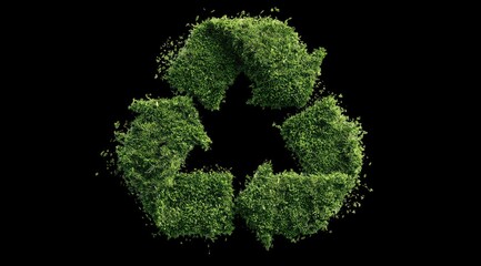 Green recycle symbol made of foliage