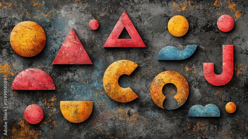 Poster abstract geometric shapes on rustic background