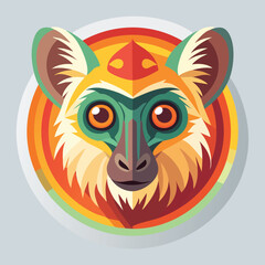 Aye-aye illustrated through prismatic light patterns and faceted symmetry in abstract style.