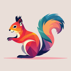 Squirrel illustrated through prismatic light patterns and faceted symmetry in abstract style.