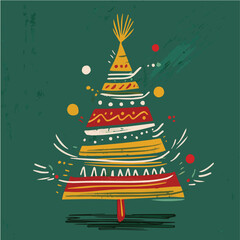 Vector illustration of Christmas tree for Home wall poster