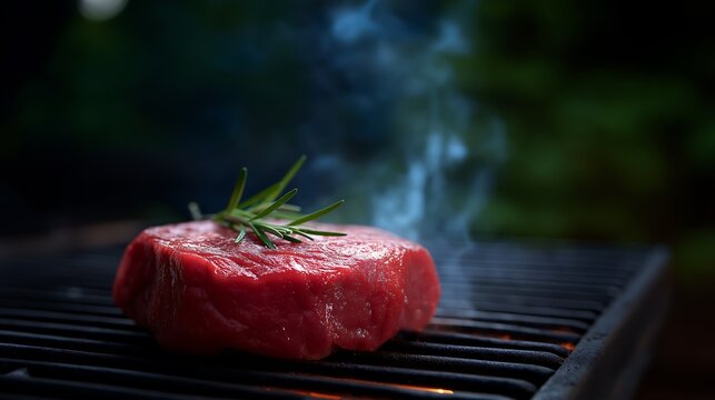 raw meat on the grill 