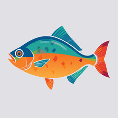 Fototapeta premium Piranha illustrated through prismatic light patterns and faceted symmetry in abstract style.