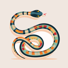 Naklejka premium Garter Snake illustrated through prismatic light patterns and faceted symmetry in abstract style.