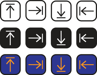Expanded arrow UI icons set with line base showing motion and transfer concepts in multiple icon styles – transparent background
