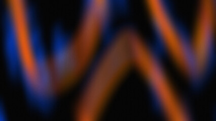 dark black background with diagonal lines creates a strong contrast between the warm orange and the cool blue.