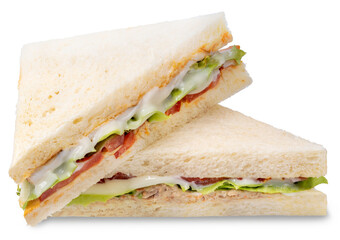 Delicious Bread Sandwich Recipes isolated on white background, Sandwich on white, with Clipping path, High resolution photography.