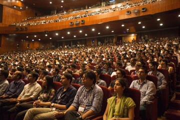 People at seminar sitting and listening