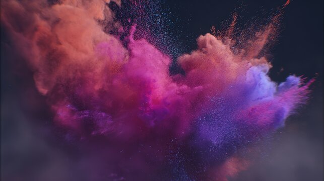 Swirling cloud of colorful powder mid-air, capturing dynamic motion in a festive celebration scene.