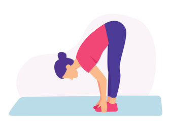 Big toe yoga pose in flat vector style. Flat illustration of big toe yoga pose. Minimal flat design big toe position.