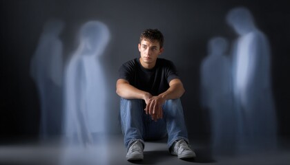 Young man feeling lonely and dealing with loss and grief
