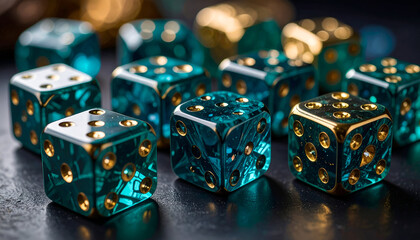 Teal Gold Dice Game Chance.