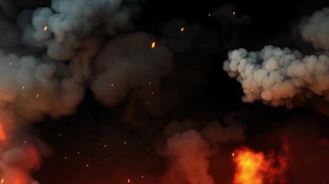Burning fire flames with sparkles overlay blackscreen 4k