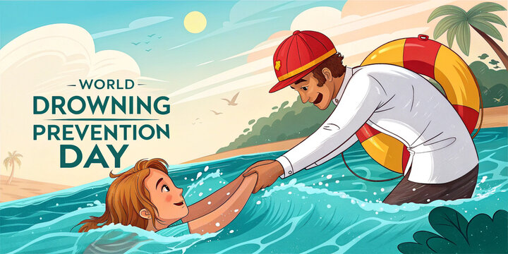 Lifeguard rescues swimmer in ocean water - Powered by Adobe