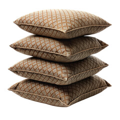 elegant a stack of four brown pillows isolated on transparent background