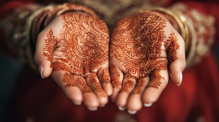 Naklejka premium Henna-decorated hands