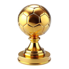 golden football soccer ball trophy isolated on transparent background