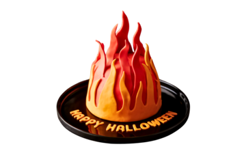 Flaming Halloween Cake Topper PNG - Fire Decoration