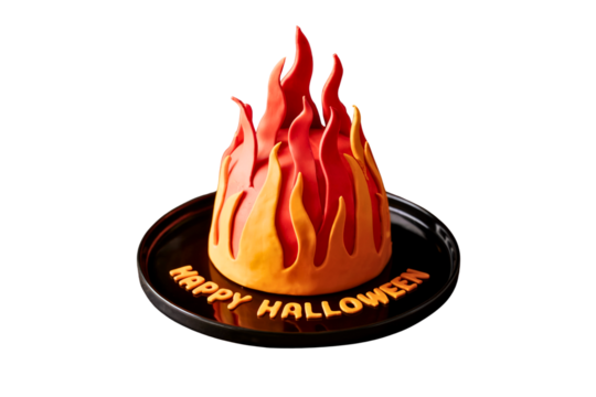 Flaming Halloween Cake Topper PNG - Fire Decoration