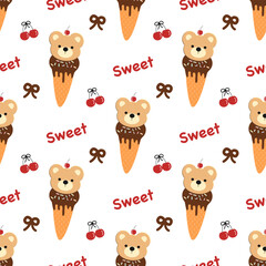 seamless pattern with bears, fabric patterns, gift wrapping paper, notebook cover, phone case 