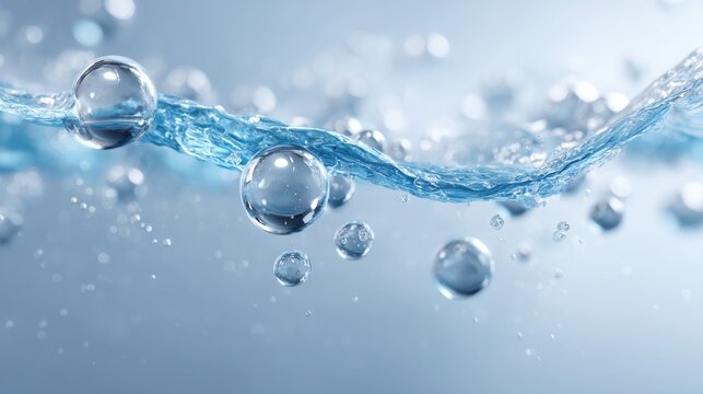 Green hydrogen infrastructure. Clear water with bubbles and gentle waves against a soft blue background. - Powered by Adobe