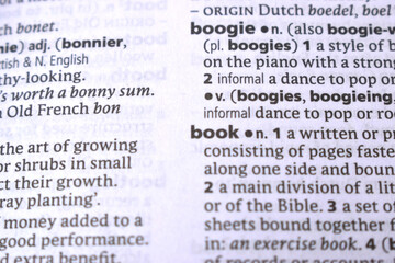 Close Up Of English Dictionary Page With Word - Book