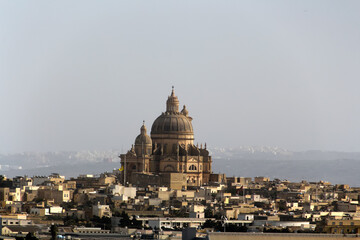 View of the Basilica of the Nativity of Mary in Xaghra, Gozo, Malta  