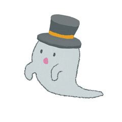 かわいいシルクハットをかぶったハロウィンのお化け
