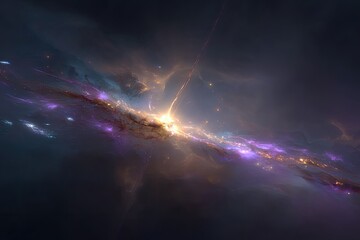 Abstract Colorful Cosmic Nebula Explosion In Space