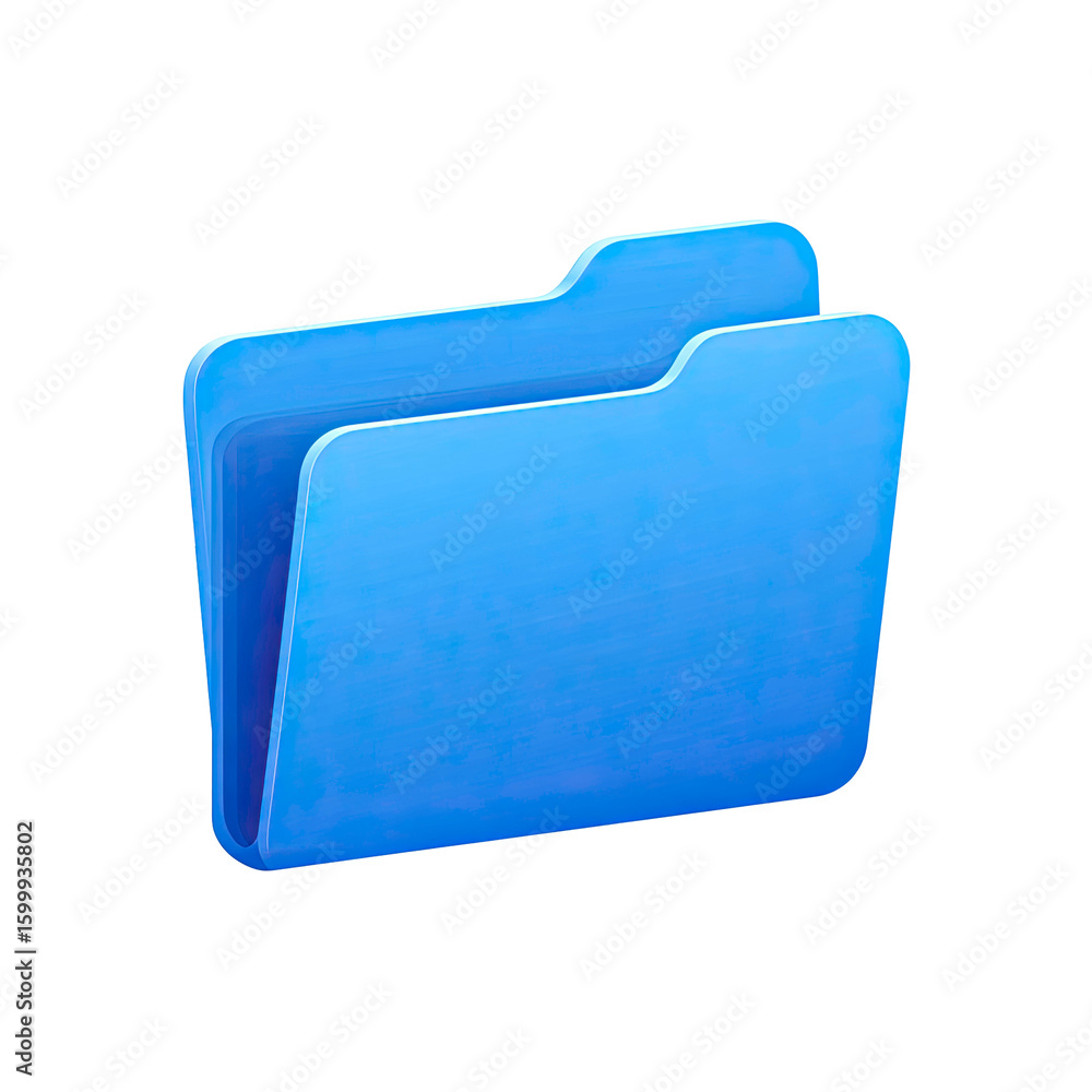 Poster blue folder icon for data storage on transparent background