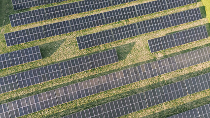 Green energy solution with solar panels in a field