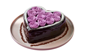 Heart-Shaped Purple Cake with Roses – Spooky Romantic Theme