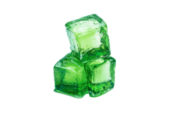 a group of three green glass cubes