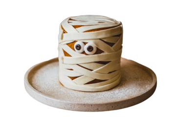 Mummy Cake Wrapped in White Frosting