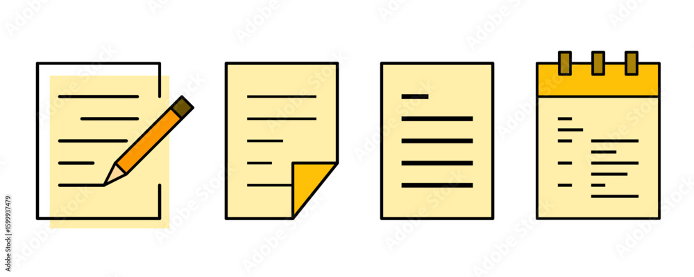 Poster notes icon sheet vector simple illustration