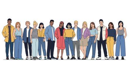 Fototapeta premium A diverse group of people standing together in casual clothing showing unity and collaboration