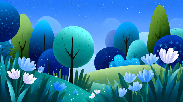 Flowers blooming and life awakening in a spring forest