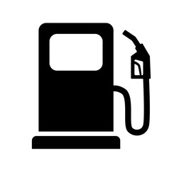 Bold black icon of a gas pump or fuel dispenser, representing fuel, gasoline, petrol and energy. Vector gas pump recognizable symbol perfect for applications, transportation and automotive design