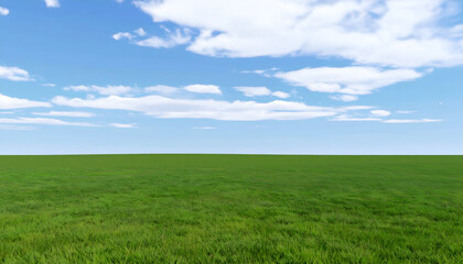 Fototapeta premium Sunny Green Field with Blue Sky.