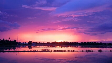 sunset over the river