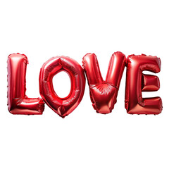 inflatable letters love isolated on transparent background
