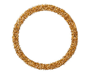 Obraz premium Golden glitter circle on black background sparkling design on transparent background, PNG