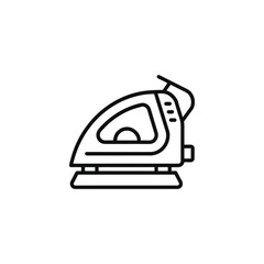 Modern Iron Icon: Clean Line Art Style, Household Appliance Illustration