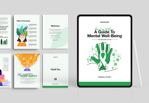 Mental Health Awareness EBook Layout Design For Wellness Guide