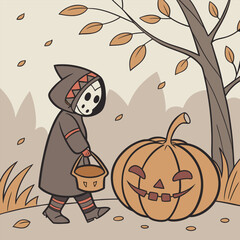 Halloween character and pumpkin set