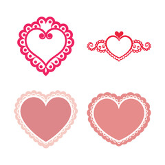 Flat and decorative heart symbols for visual designs Vector illustration